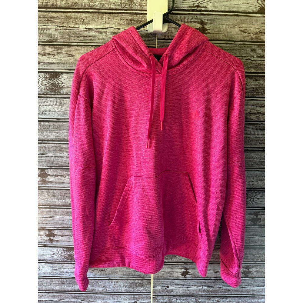 Adidas Women's Climawarm Long-Sleeved Hoodie Size L Pink Textured Logo Pocket